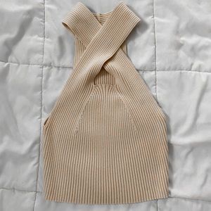 Cider Criss Cross Halter Knit Tank Top